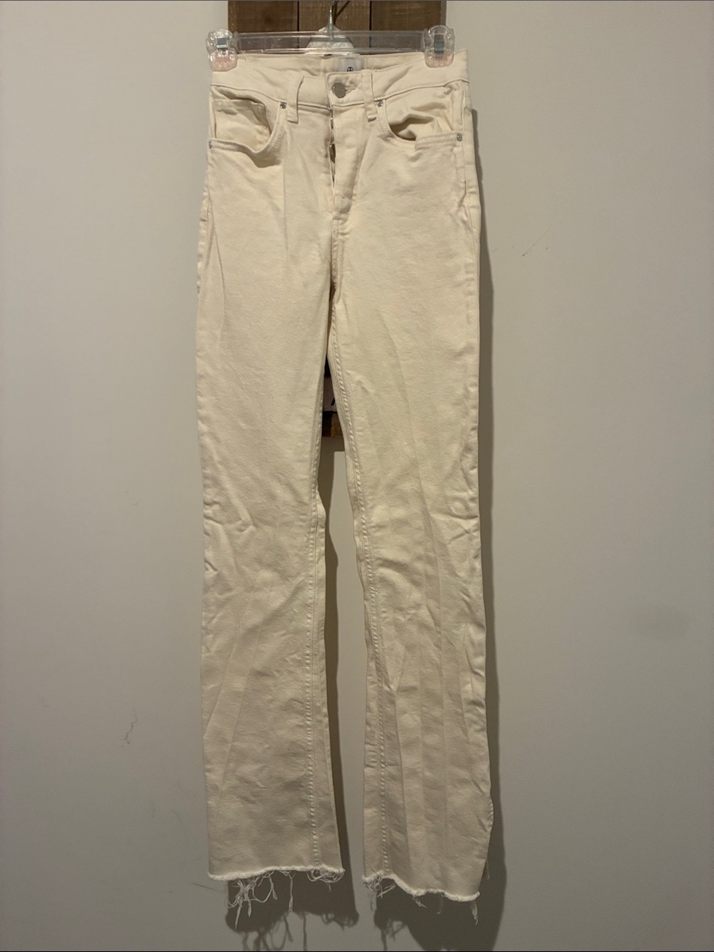 Anine Bing Cream Straight-Leg Jeans